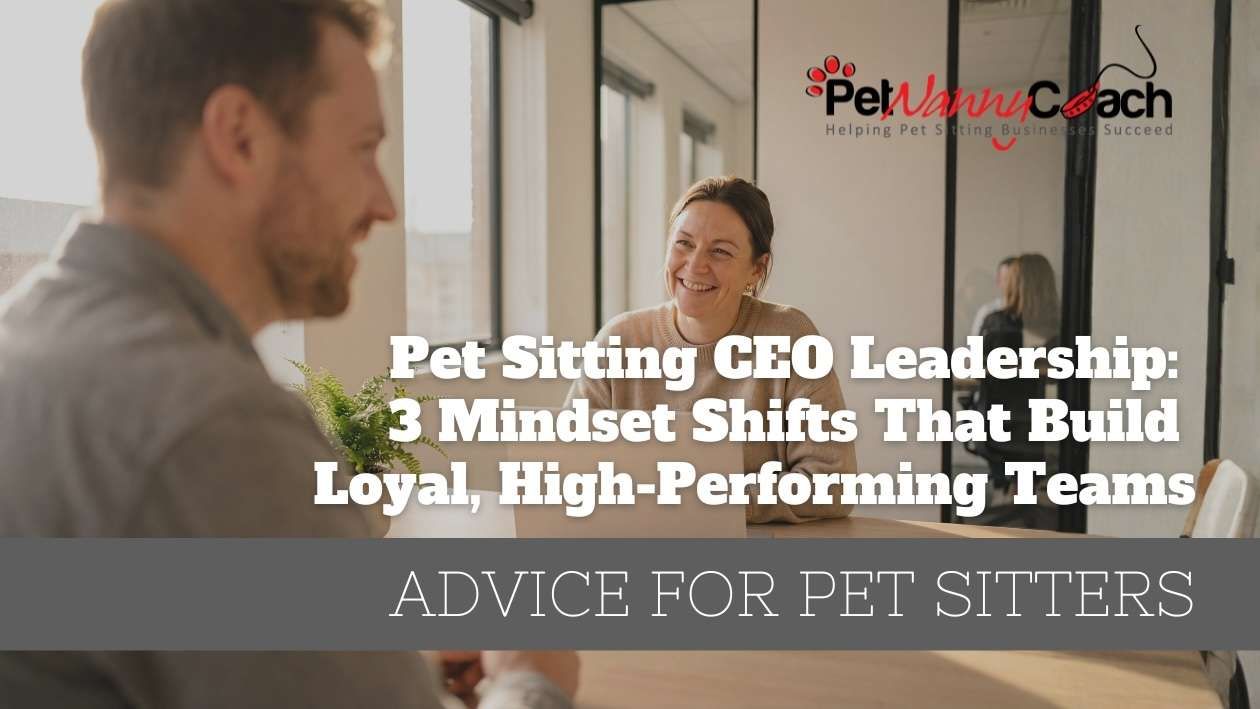 Confident pet sitting CEO leading a small business team in a bright office